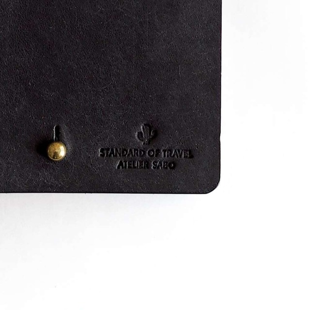 薄い 二つ折り財布 【 ブラック × ブラウン 】 コンパクト ブランド メンズ レディース 鍵 レザー 革 ハンドメイド 手縫い