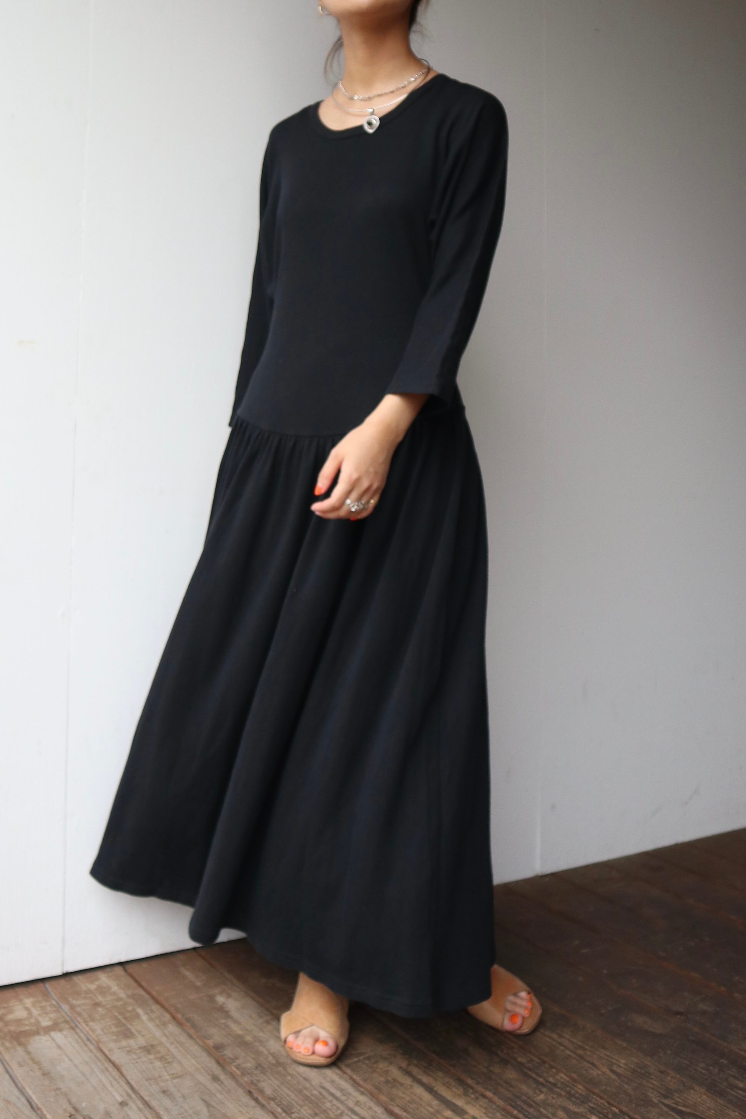 vintage black linen onepiece.