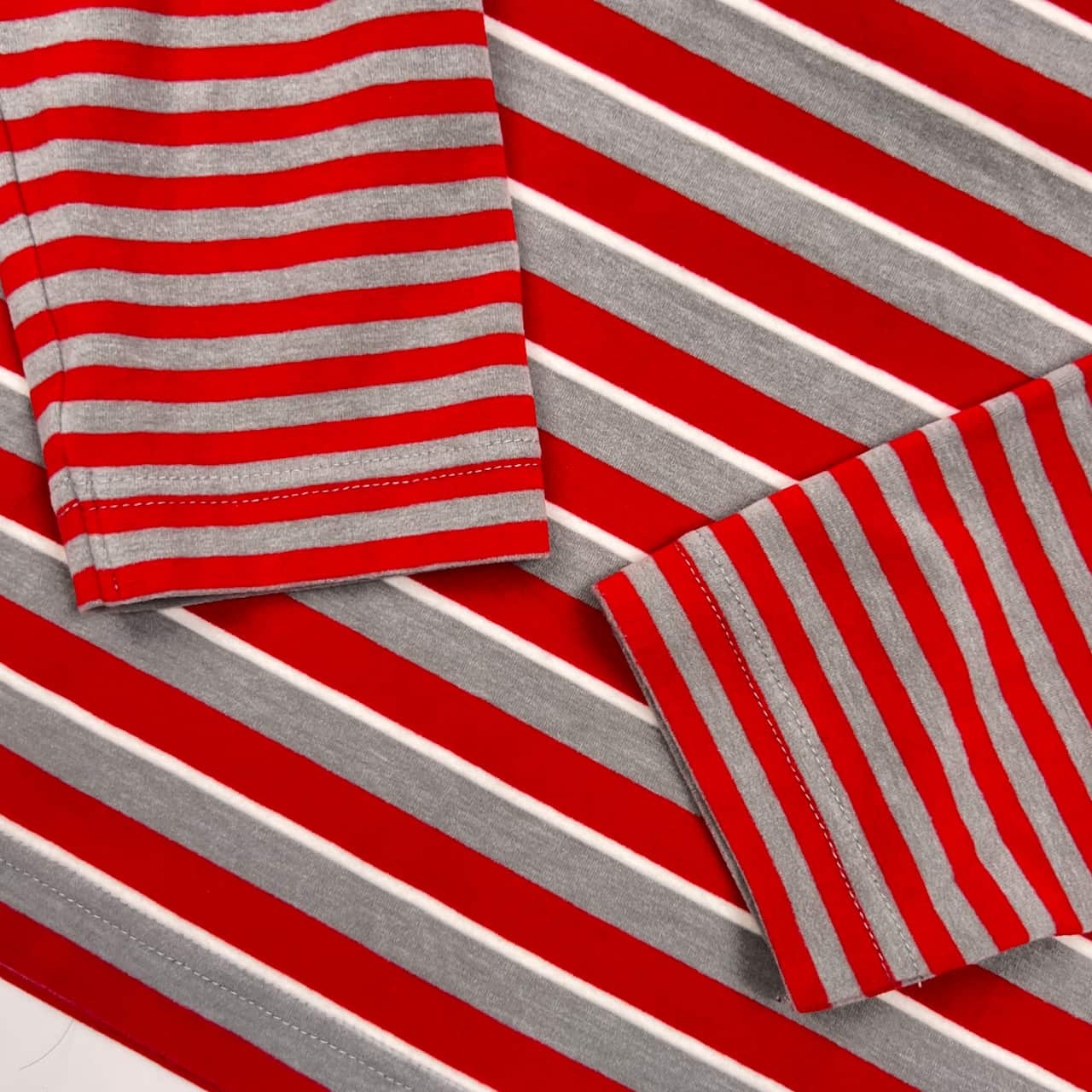 adabat アダバット 起毛 ボーダー ハイネック 長袖 シャツ 48/レッド×グレー メンズ ゴルフ