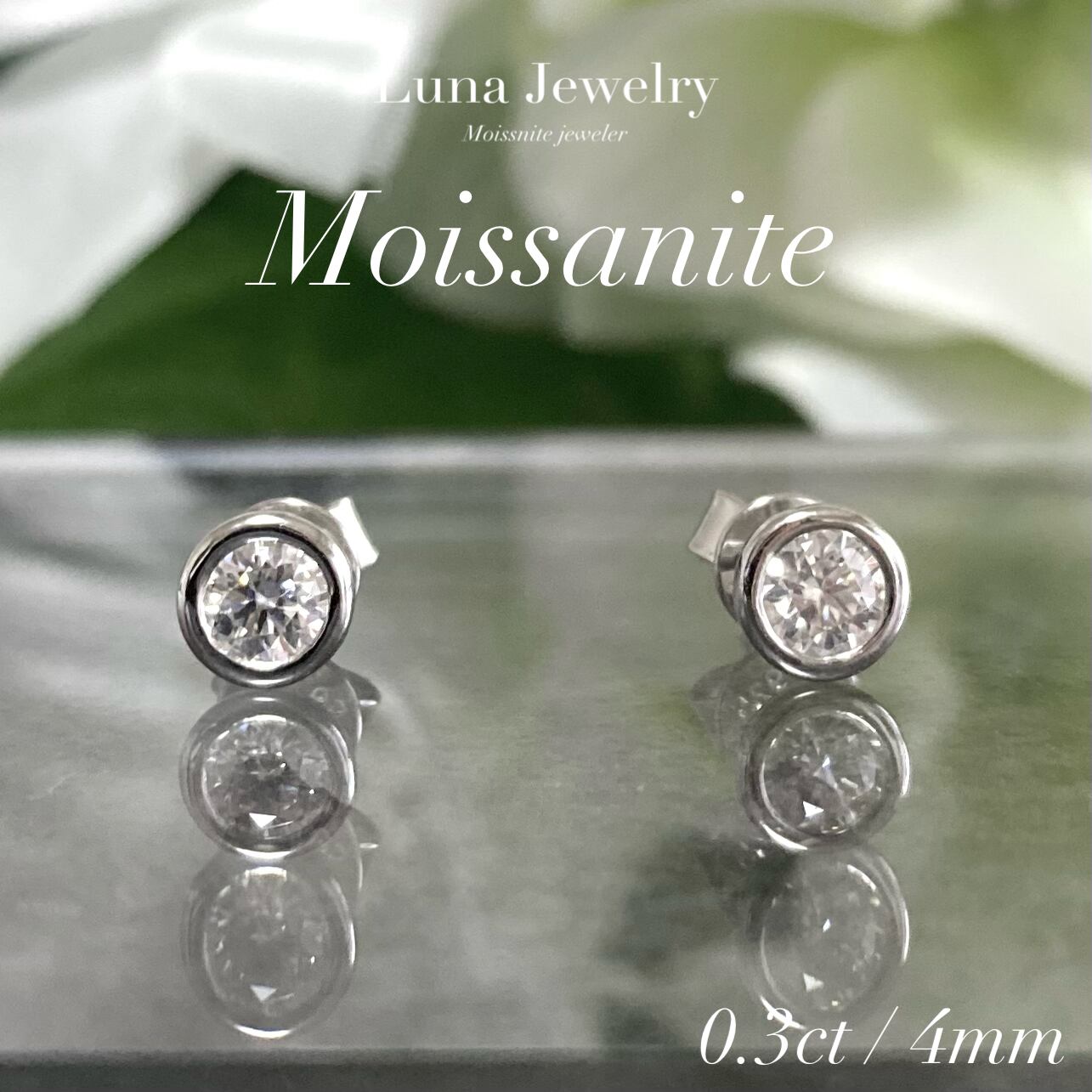 モアサナイト ヘイローピアス 1.0ct 6.5mm | PAY ID