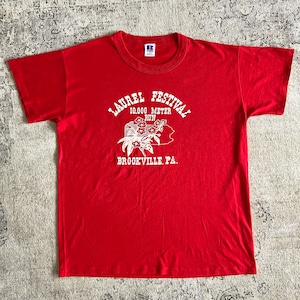 1990s RUSSELL Red Tee L Made in USA F778