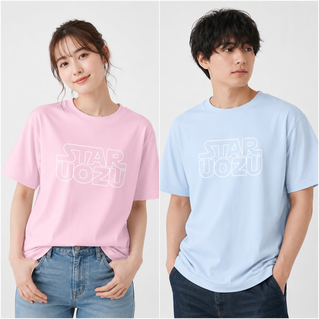 STAR UOZU "ドライ" Tシャツ Lピンク & Lブルー