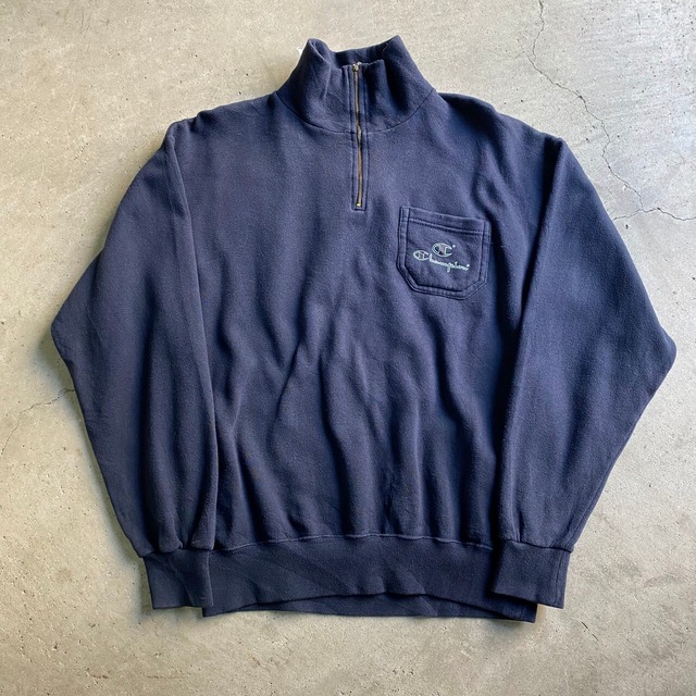 USA製 80年代 80s Champion チャンピオン ハーフジップ 胸ポケット 