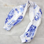 社交ダンス 衣装 スタンダード トップス レッスンウェア レディース MR DANCE 青 白 ホワイト系 ブルー系 花柄 薔薇 バラ 長袖 レース 花柄デザイン レッスン用ダンスウェア おしゃれ トップススタイル エレガント フォーマル 弾力性 お出かけ スポーツ 体型カバー レディースファッション ストレッチ素材　シンプル クリエイティブ