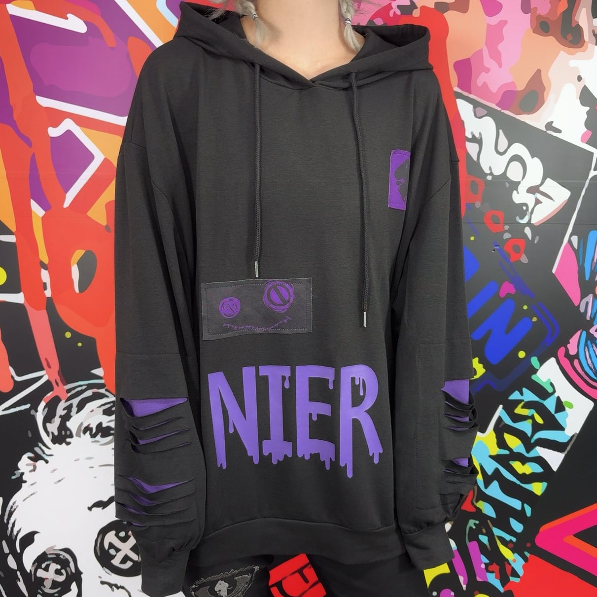 PURPLE DAMAGE SLEEVE PATCHWORK PARKA | NIER CLOTHING