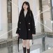 ショートコート レディース コート ショート丈 羽織 アウター ウエストベルト 黒 ブラック ゴールドボタン 金ボタン ダブルブレスト シンプル 無地 袖口ベルト カジュアル きれいめ お出かけ