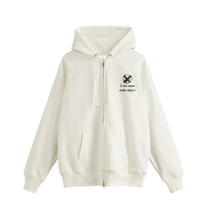 サークルロゴ刺繍 バックプリント ダブルジップパーカー | Pay ID