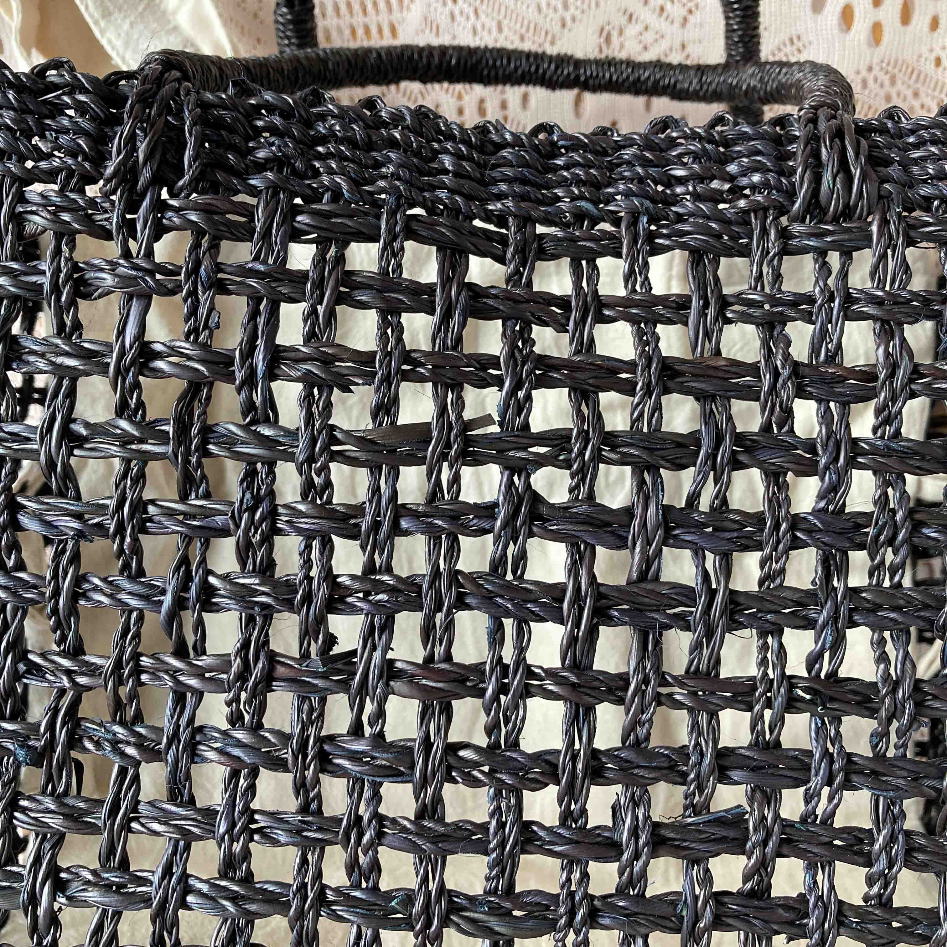 シーグラスのかごバッグ（黒L） | かごと雑貨のお店 atta