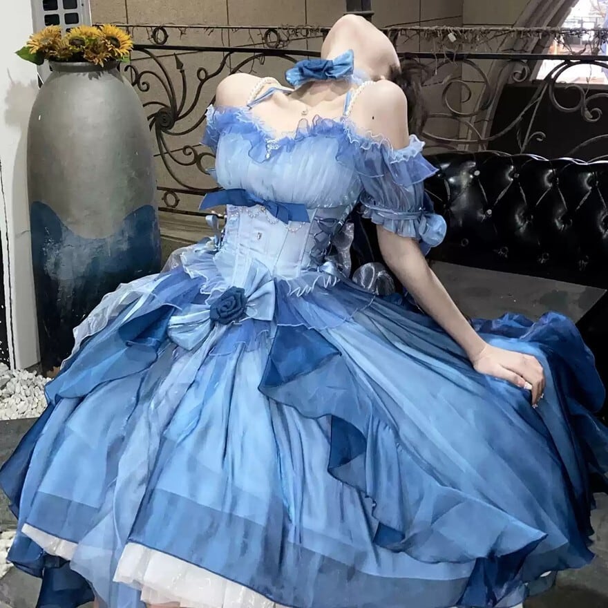 ゴスロリ通販 With U ドレス ふんわり ロングスカート バックリボン