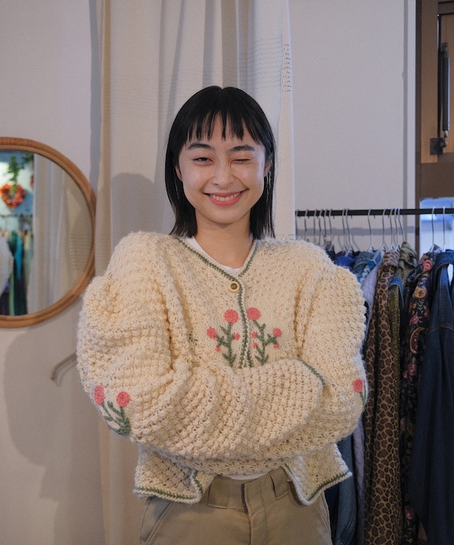 【ご予約】European handmade puff sleeve cardigan