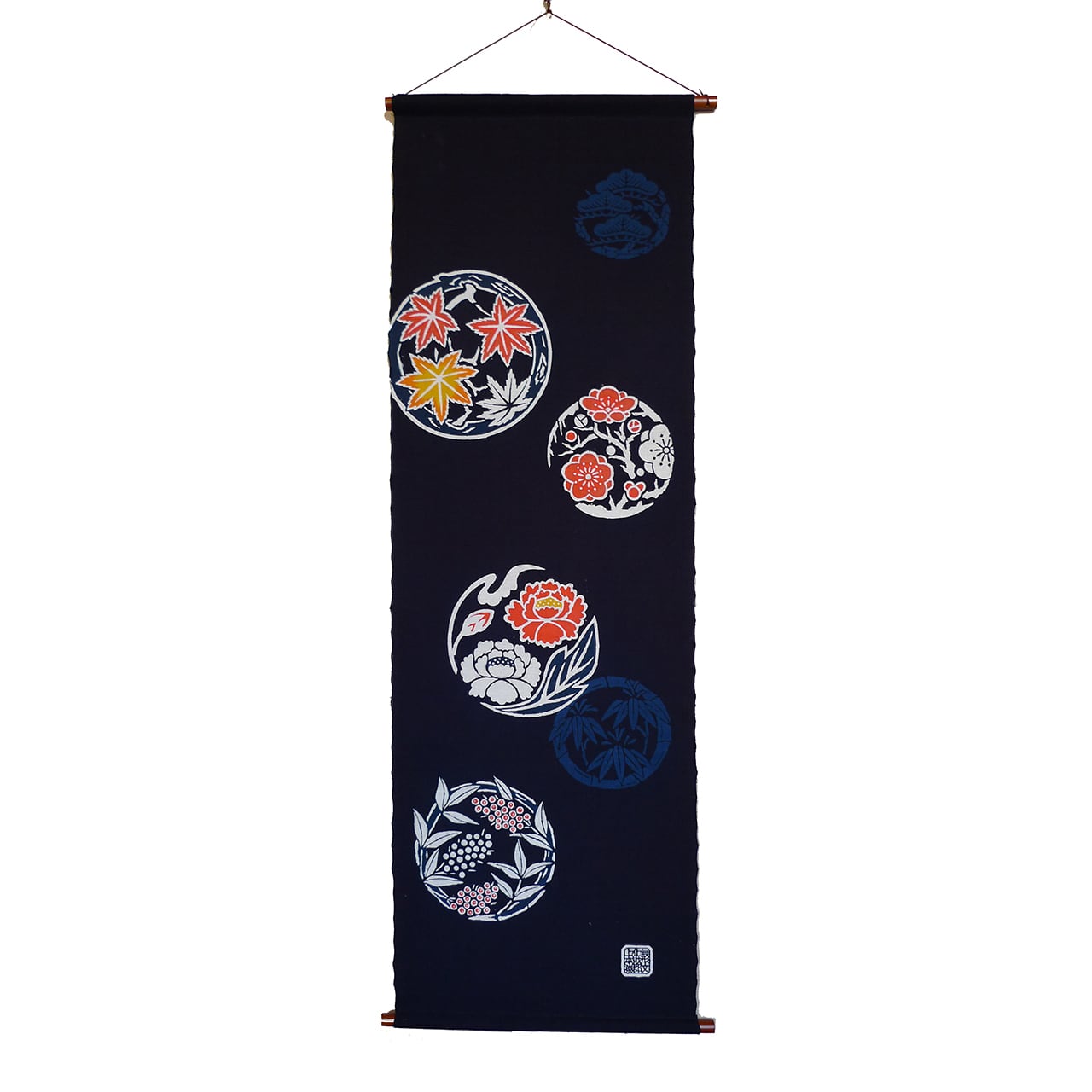 未使用＞正藍染め タペストリー/敷物 機織り 約45.5cm ×124 cm 【公式