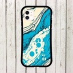 受注生産 iPhoneケース ブルーインクの波形マーブル｜墨流し風 MARB030B