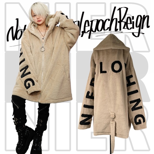 猫耳×尻尾付き 超ふわもこBACK LOGO OVERSIZE ZIP OUTER