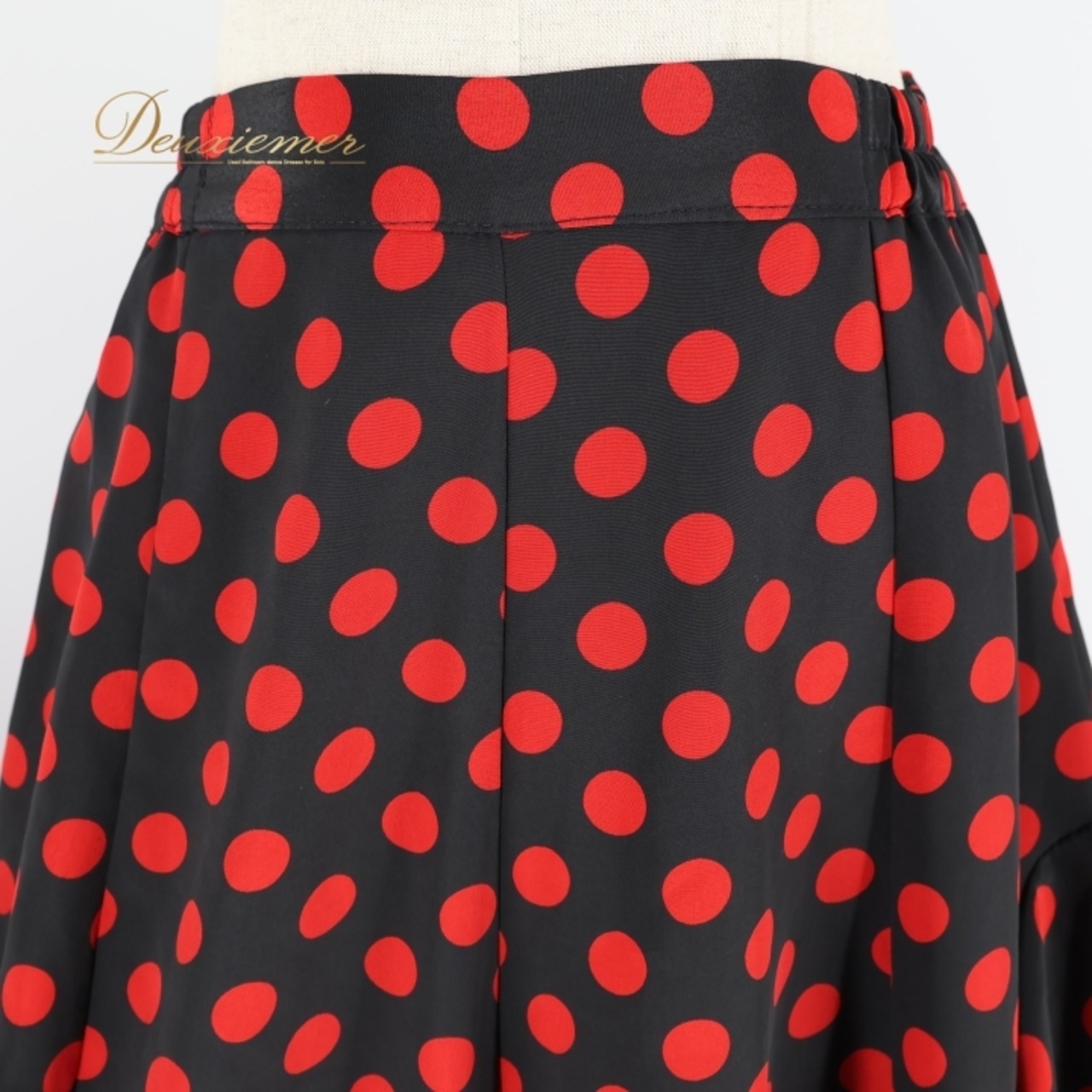 フラメンコ 衣装 ファルダ スカート 黒 赤 水玉 ドット フリル ポップ prima boutique プリマブティック ブラック系 レッド系 大人用 舞台衣装 ダンス衣装 おしゃれ レディース