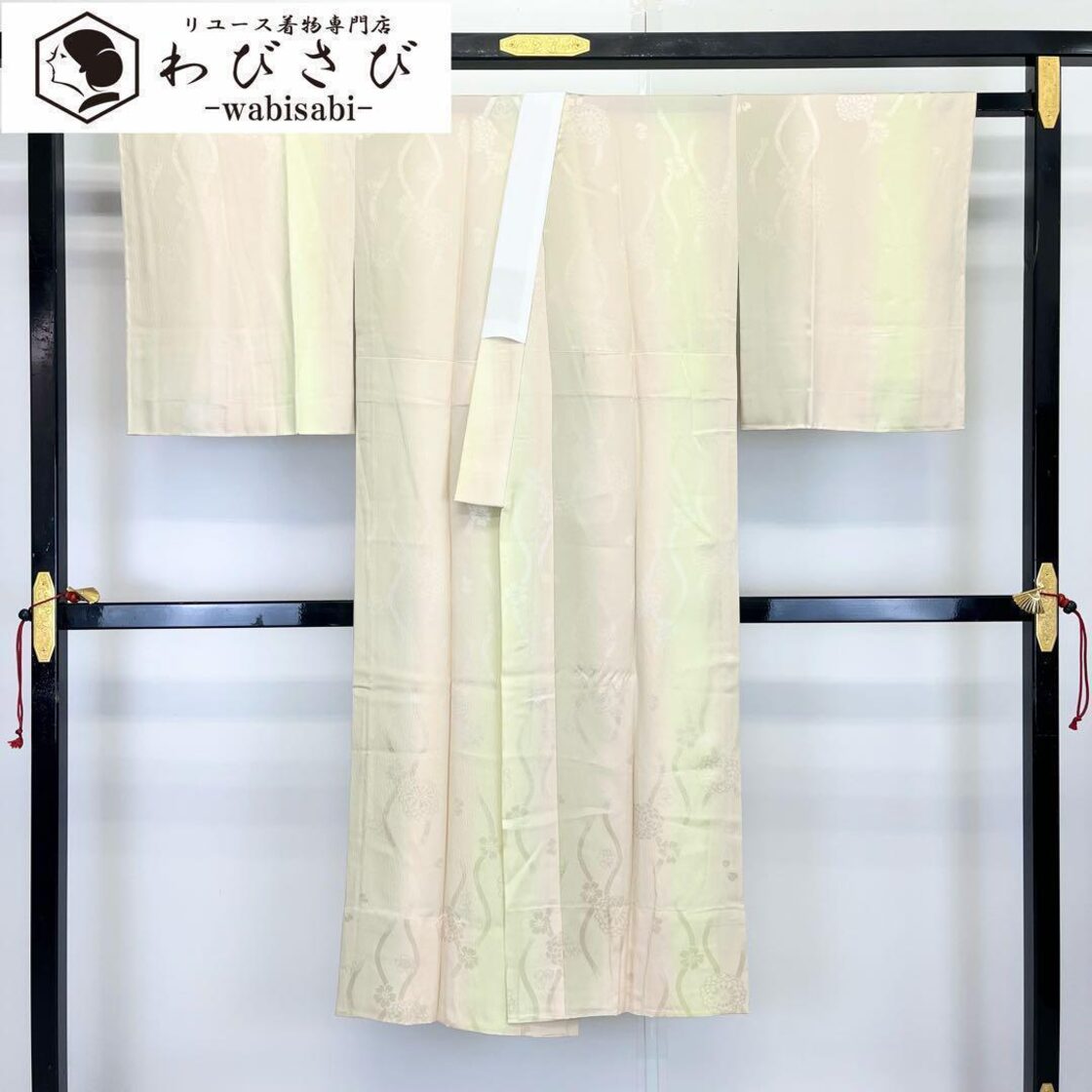 長襦袢 単衣 立涌に花模様 菊 桜 グラデーション 縮緬 ガード加工 J  