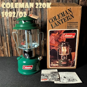 コールマン 220K 1982年2月製造 ツーマントル ランタン COLEMAN ビンテージ 希少 完全分解清掃 メンテナンス済み 新品未使用 デッドストック NOS