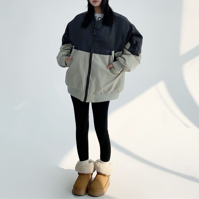 ツートーンカラーブロックジャケット 1col   R00898