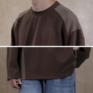 コントラストカラーワッフルロングTシャツ　0812