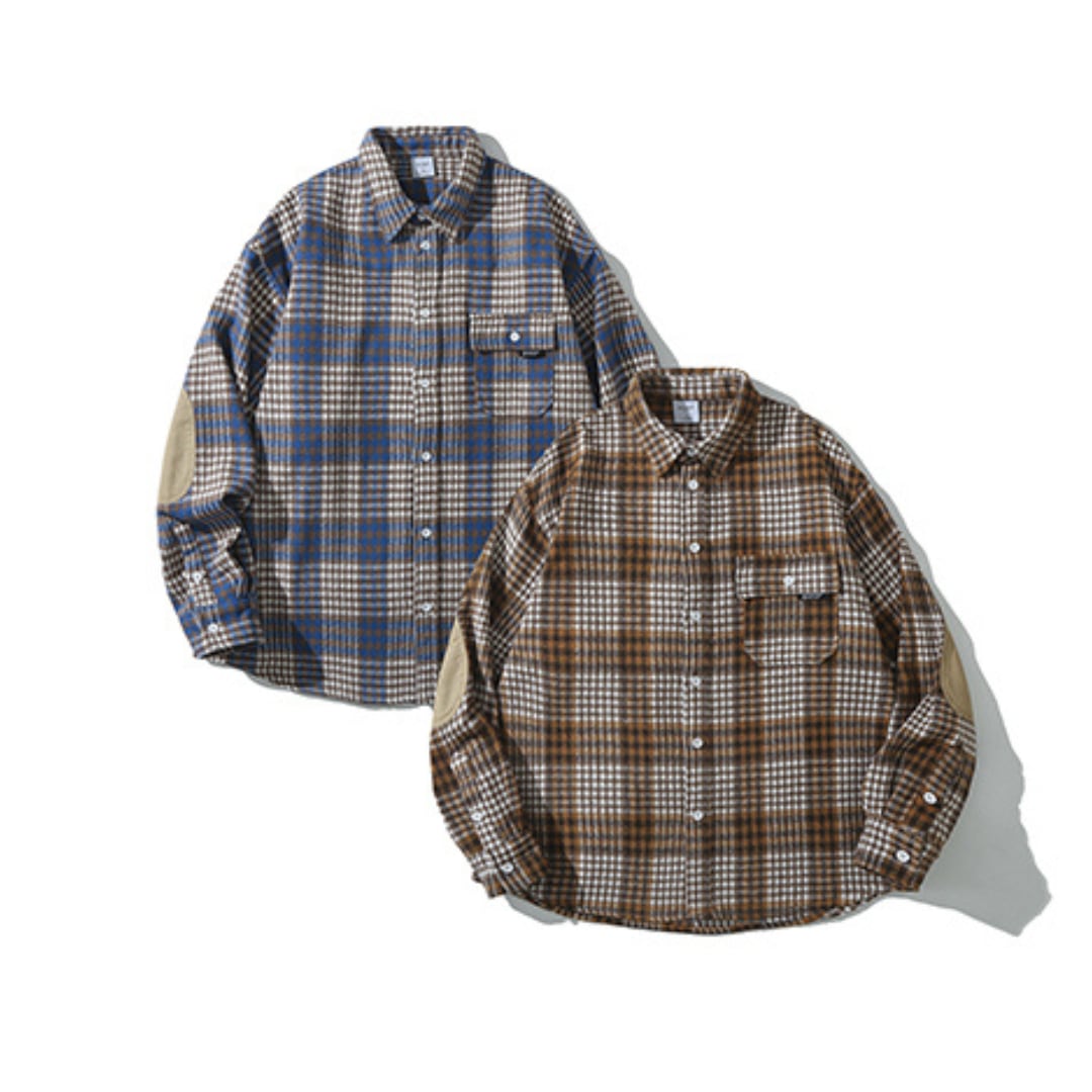 エルボーパッチチェックシャツ 3XLまで対応 A18299
