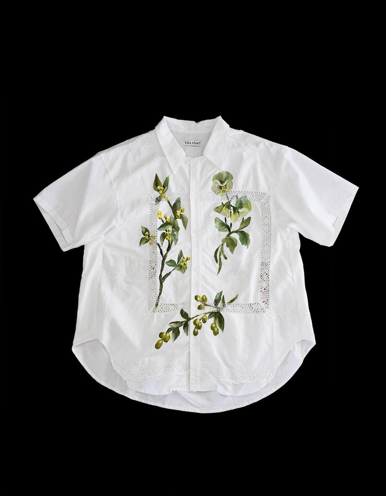lace open collar shirt leaf
