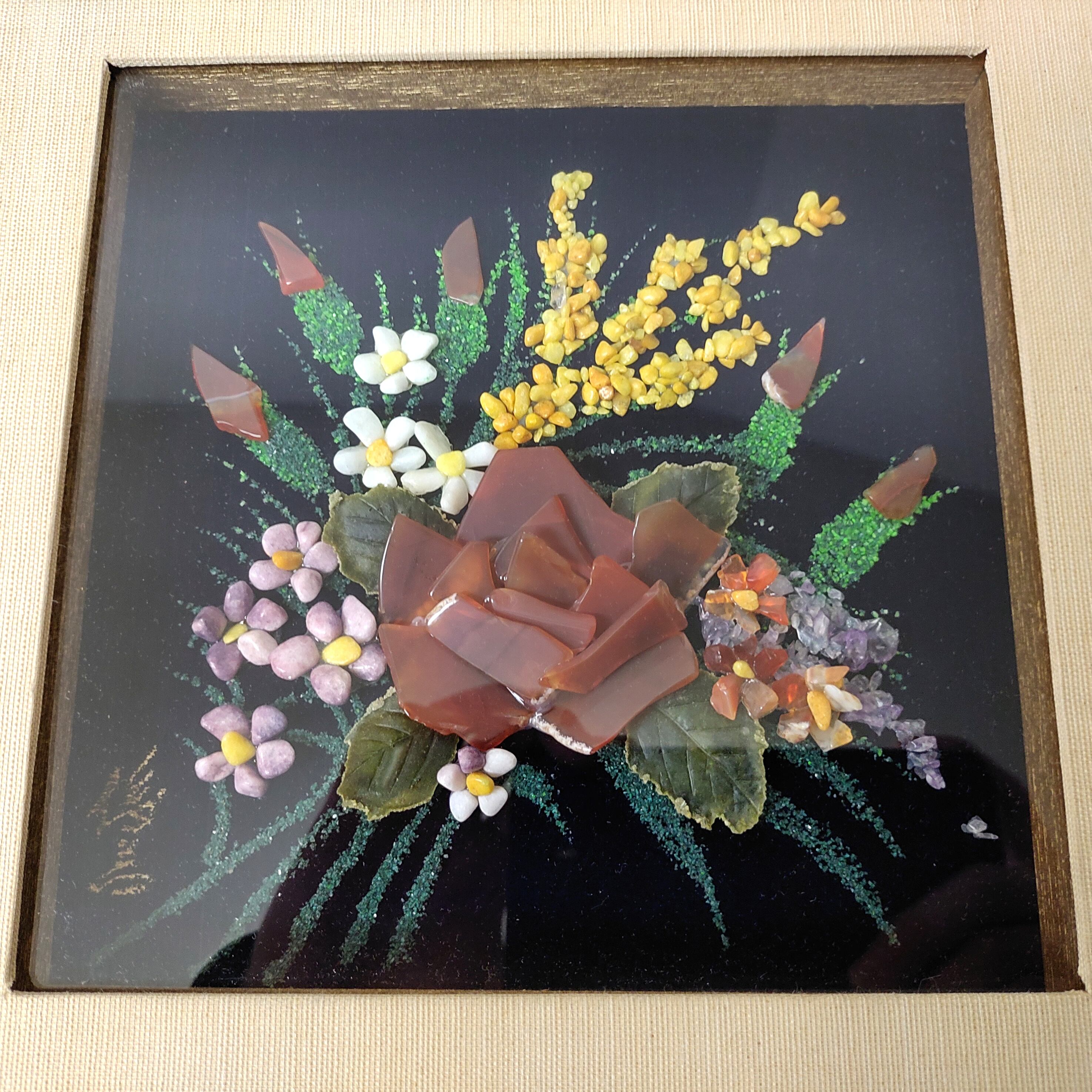 貴石画・宝石画・在銘・額縁・壁飾り・No.230316-03・梱包サイズ 貴石画・宝石画・在銘・額縁・壁飾り・No.230316-03・梱包サイズ