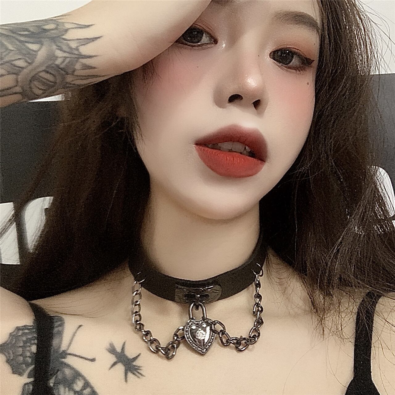 メタルチェーン カラーハートダーク かわいい チョーカー ケッペル88522121100