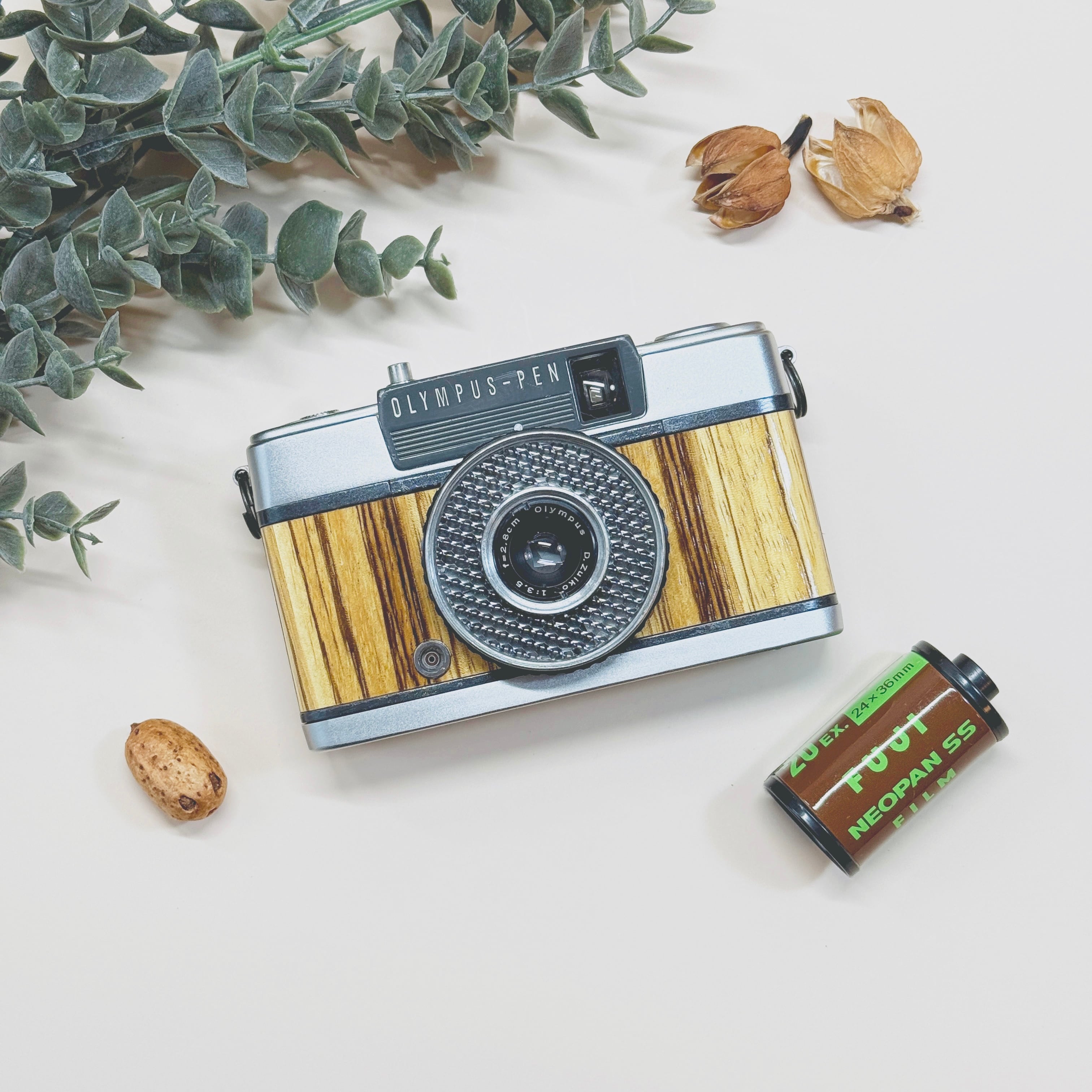 OLYMPUS - 【ウッドカメラ】Olympus PEN EE-2 ダークブラウン　ゼブラウッド ウッドカメラ】Olympus PEN EE-2 ダークブラウン ゼブラウッド