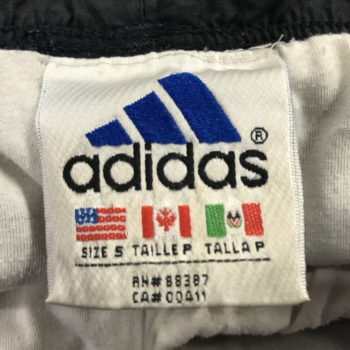 【激レア】90s'/adidas/ナイロンパンツ/デカ刺繍ロゴ/ドローコード/L