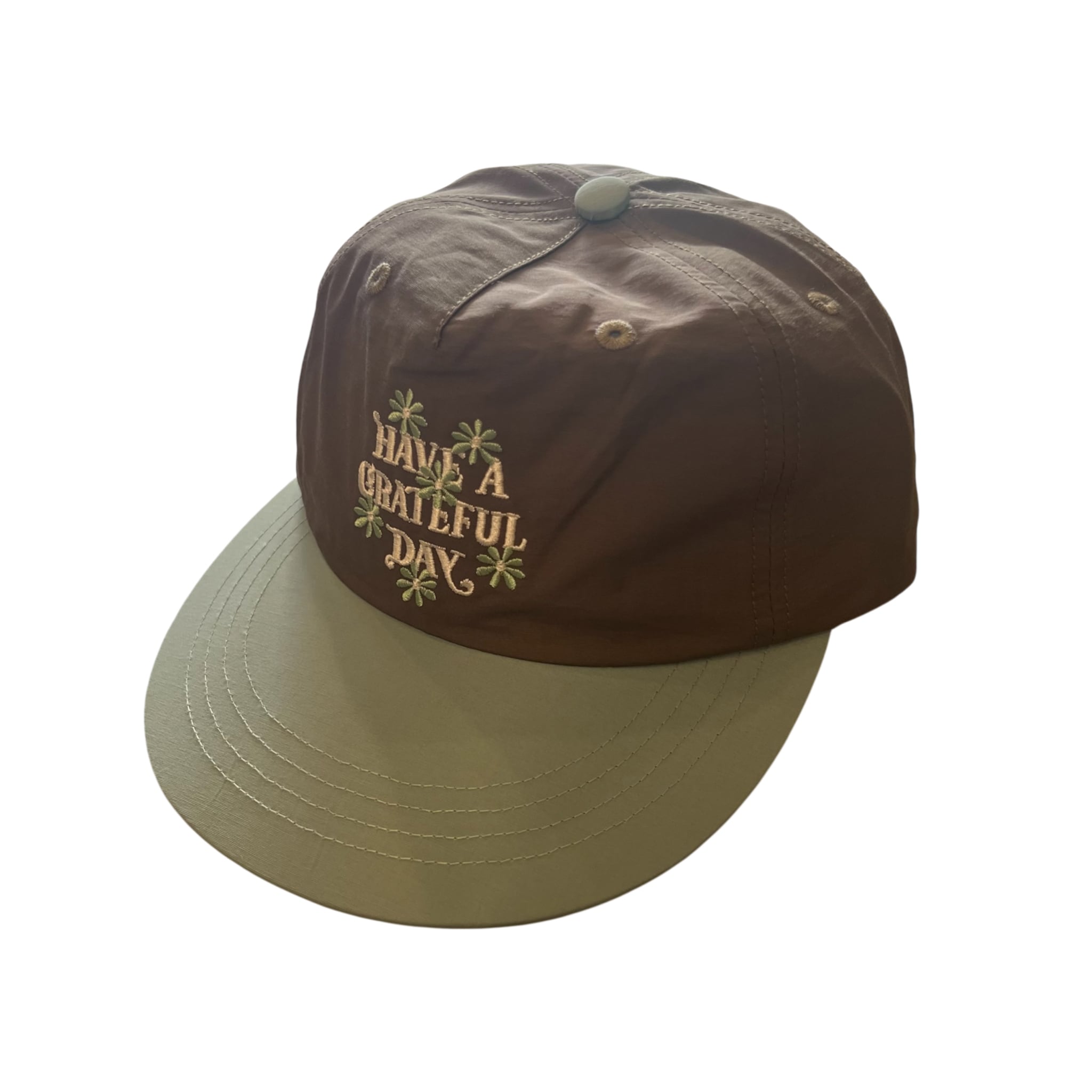 HAVE A GRATEFUL DAY #5 Panel Cap Olive Brown