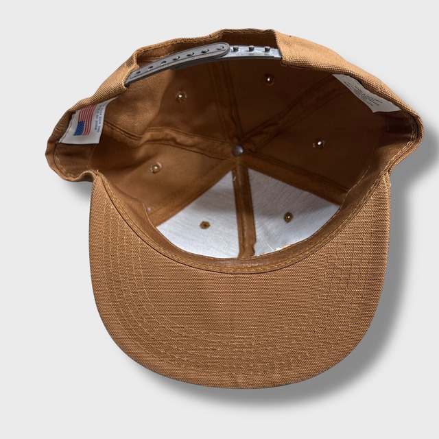 デッドストック 90s USA製 ロゴキャップ ダック地キャップ 企業ロゴ 茶