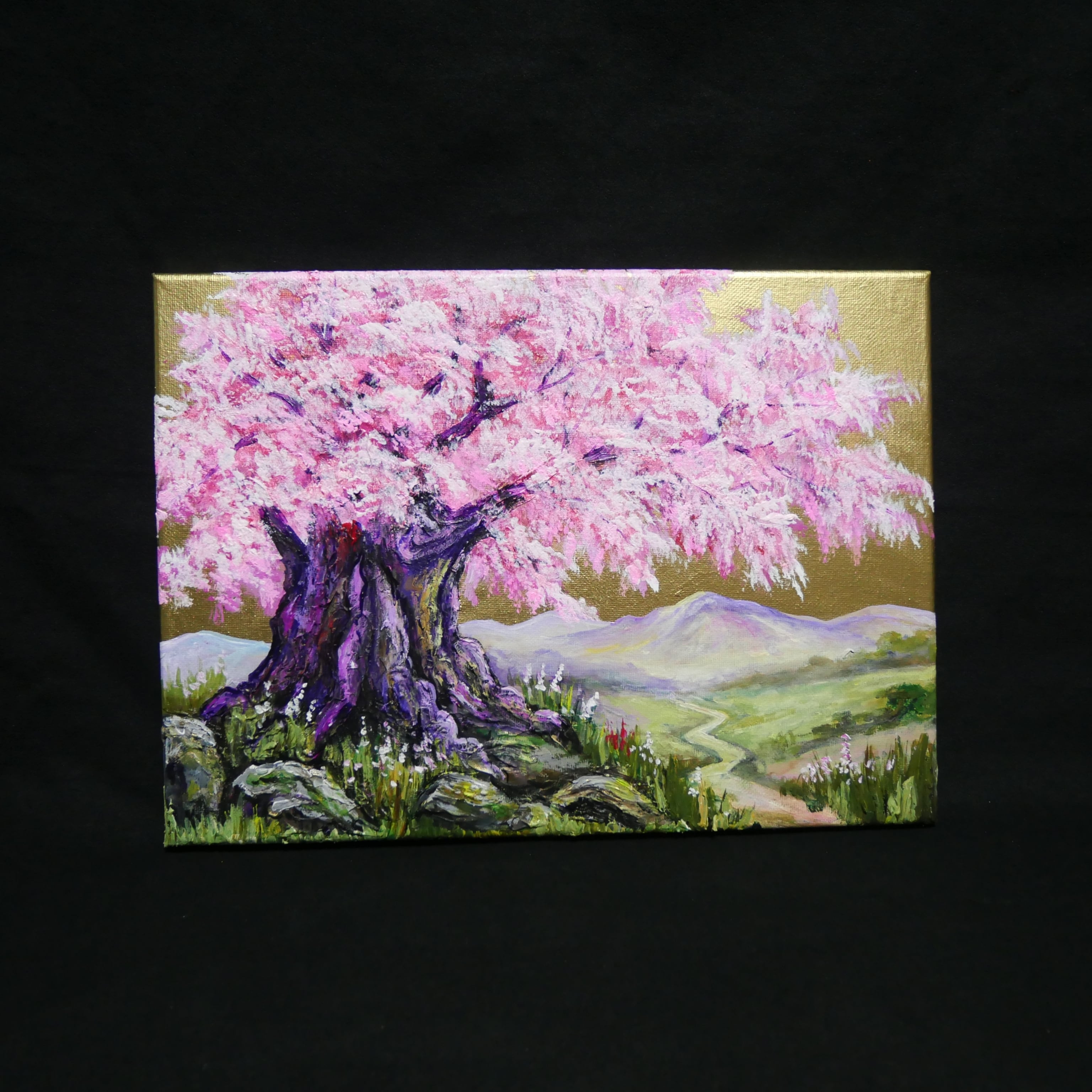 油絵 原画【千年の桜】春の風景画・桜の絵｜インテリア・絵画