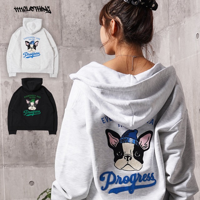 ◆フレブル サガラ刺繍 ジップパーカー◆sb-g9481452g