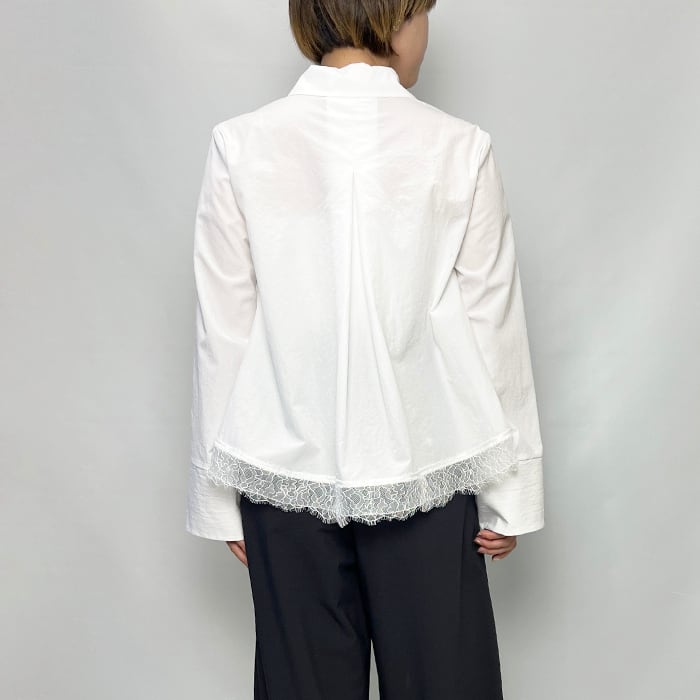 【新品・未使用】MARILYNMOON ヘムレースフレアシャツ MARILYN MOON マリリンムーン pearl hem lace flare shirt 4264-170