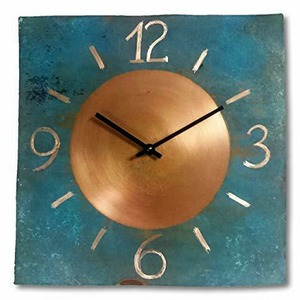 インテリア　メタルクロック Turquoise Copper Square Decorative Wall Clock 12-inch