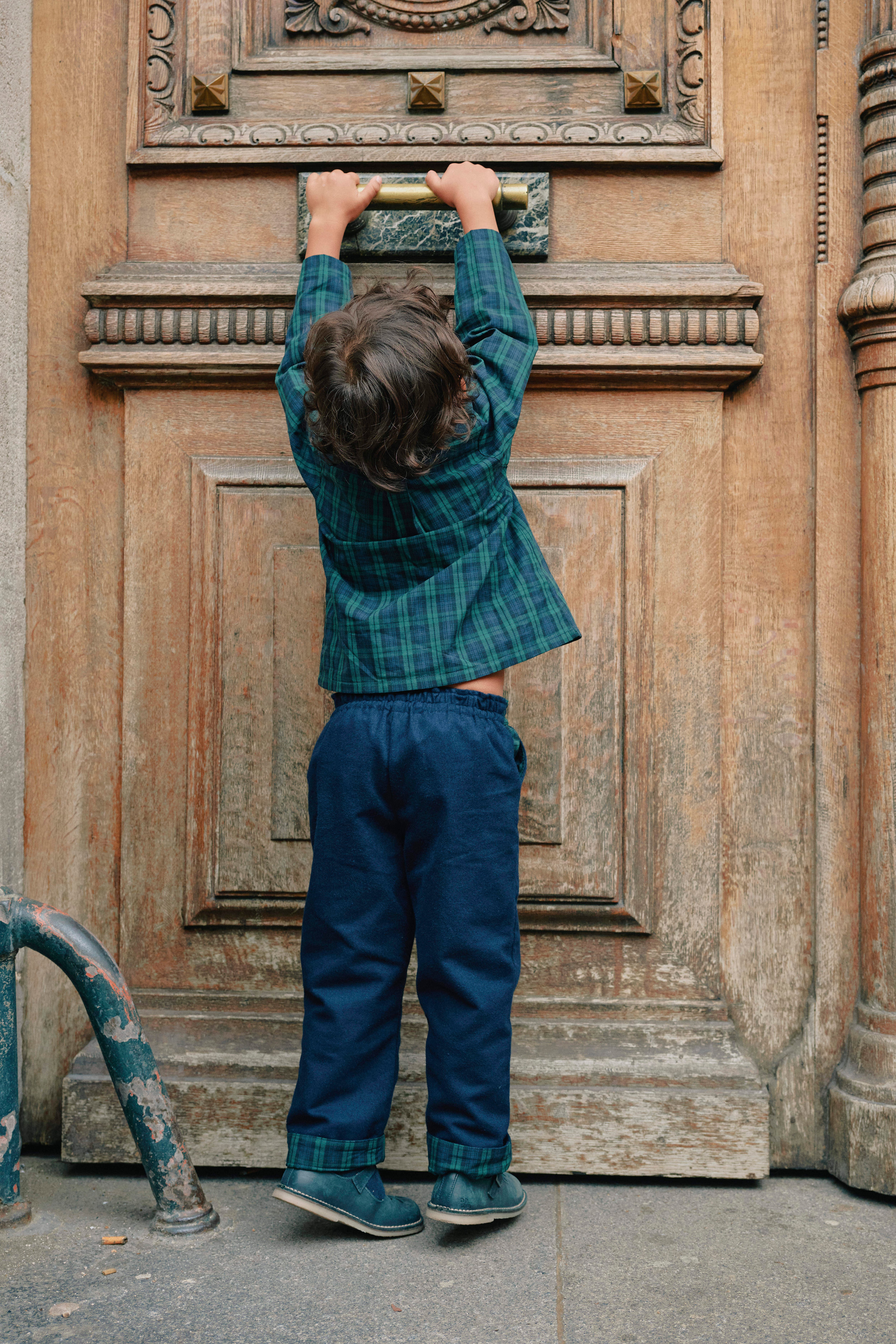 【予約/送料無料】5y-8y / Pants LEBON - blue reversible / Maison Marelle