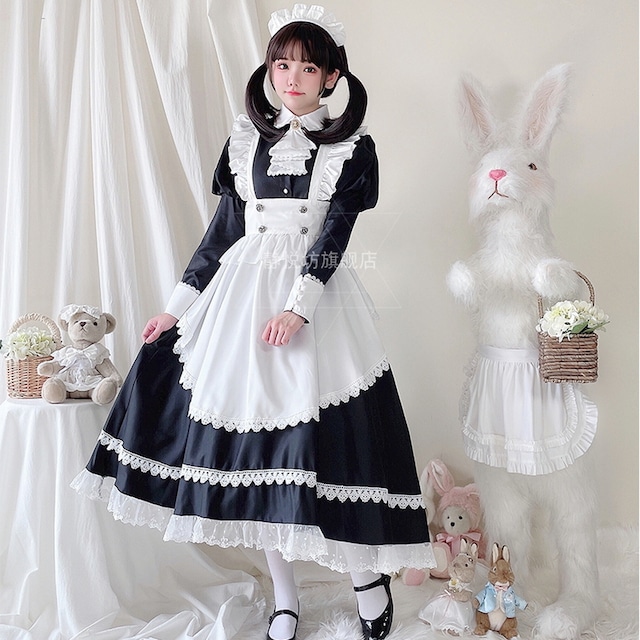 With U ゴスロリ メイド服 セットアップ コンカフェ メイドカフェ COS コスプレセット メイド4点セット