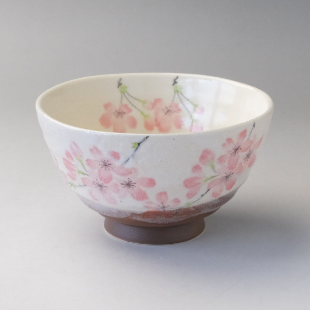 城山桜 茶碗 美濃焼(日本製)|桜柄 抹茶茶碗|春の茶道・おうち抹茶・ギフトに