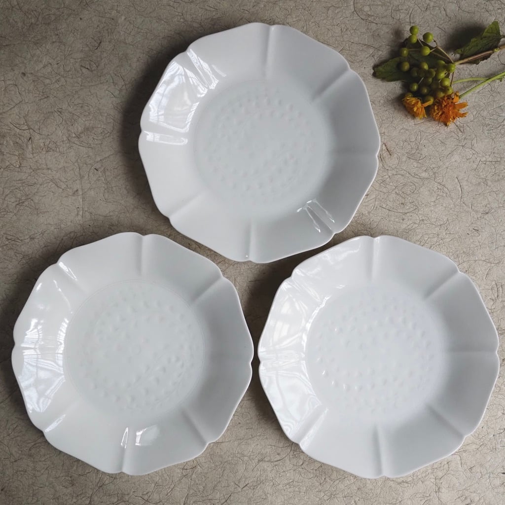 色原 昌希/白磁 8輪皿 7寸