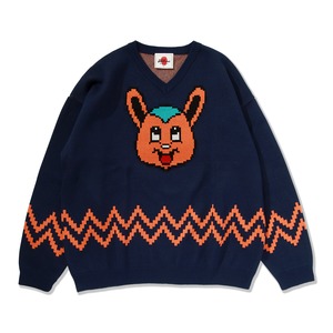 PUNKDRUNKERS / グレイトフルマッポVネックセーター / NAVY
