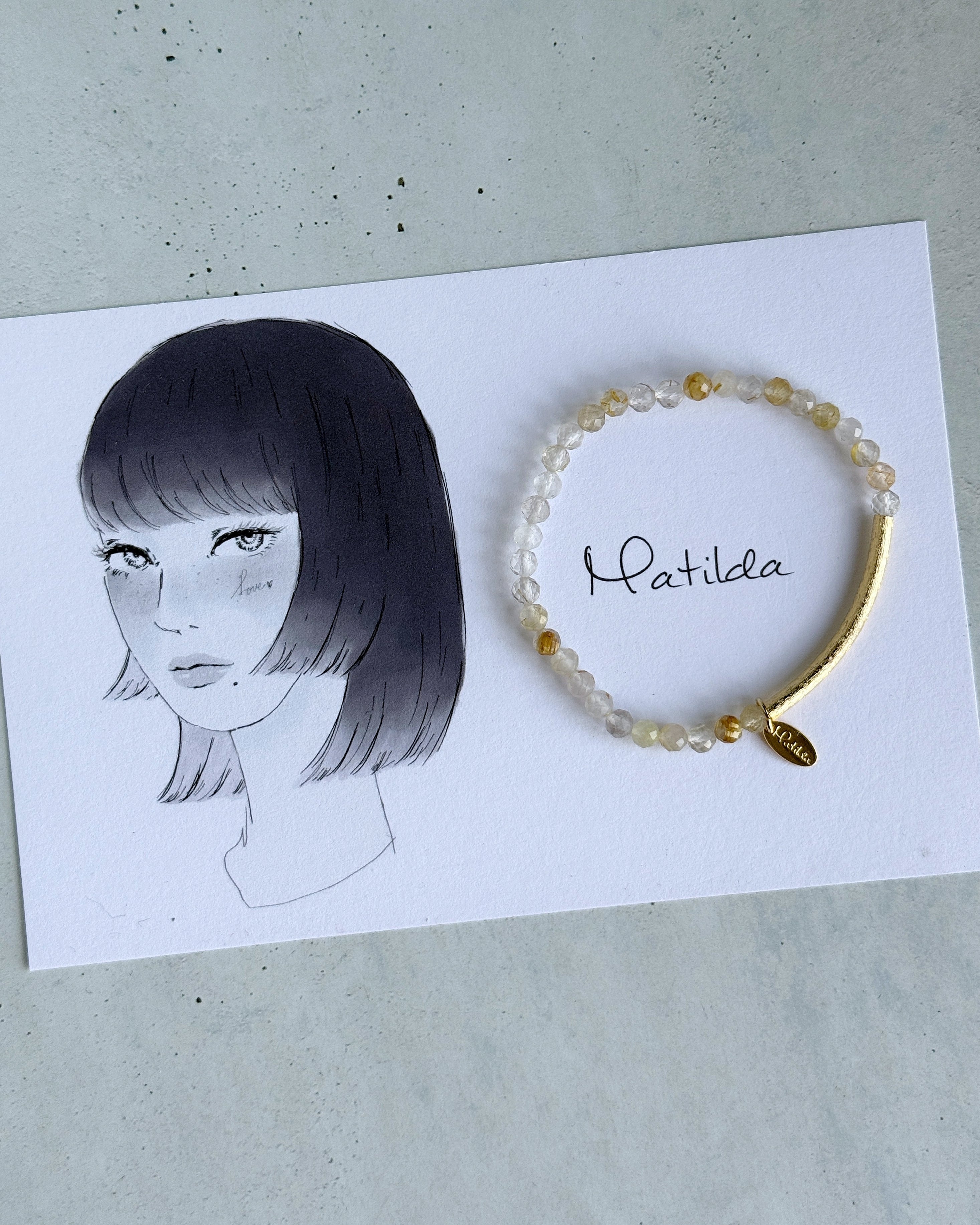 【renewal】Tube & stone bracelet(ルチルクォーツ)