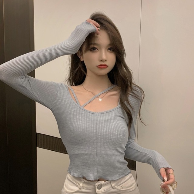 トップス カットソー ショート
 ショート丈 袖あり
 長袖 Uネック スリム
 タイト
 細身 きれいめ
 シンプル
 カジュアル
 おしゃれ
 レトロ
 こなれ感
 ラフ
 キュート
 あざとい
 ルーズ
 個性的
 都会的
 セクシー
 抜け感 無地 春
 夏 10代
 20代
 30代
 レディース
 女性用 デート
 お出かけ
 休日
 イベント
 旅行
 海
 ショッピング
 合コン 着回し
 普段使い
 韓国系
 モテ
 清楚 フリーサイズ
 ワンサイズ
 華奢 ライトグレー
 ベージュ