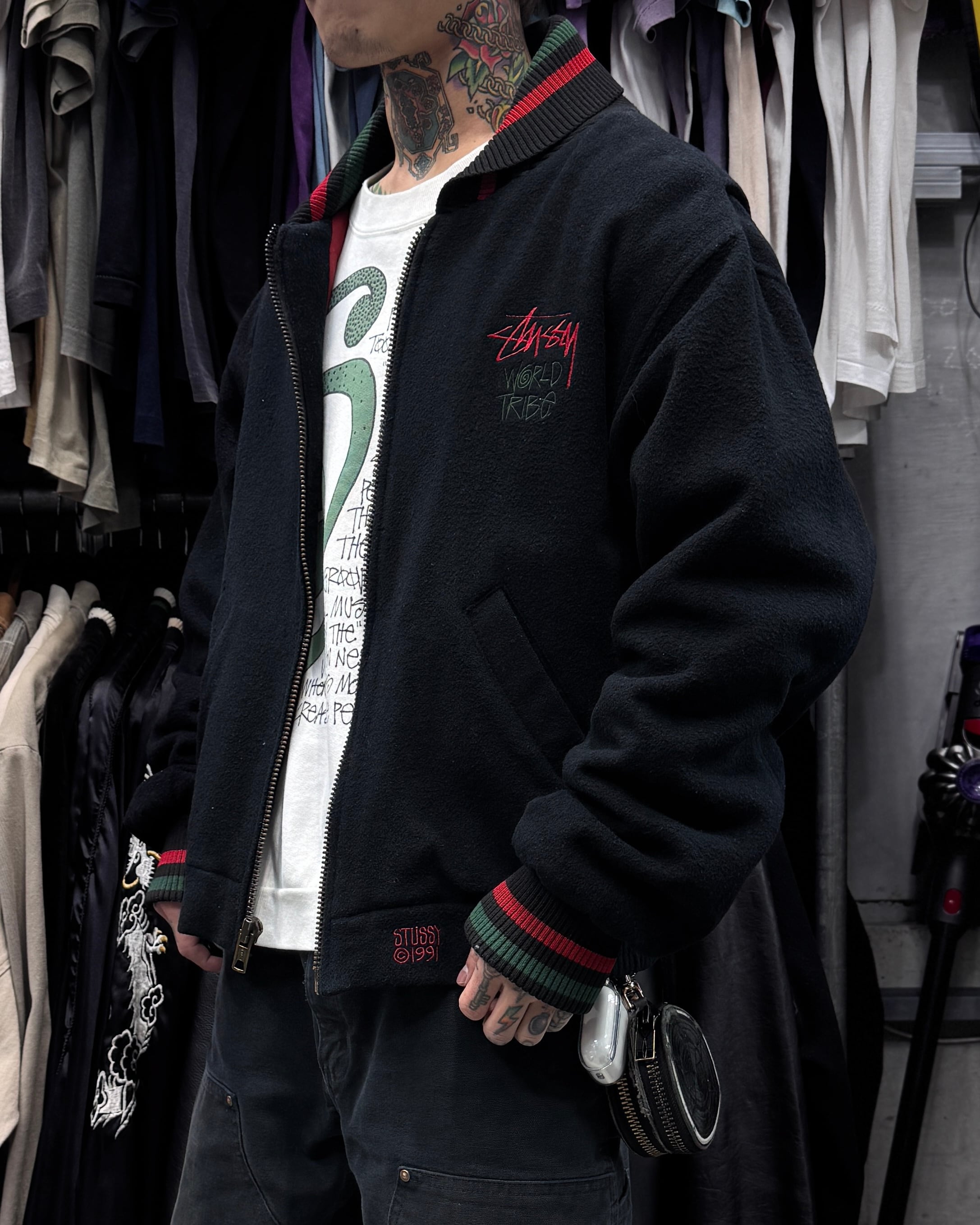 Special!!】90's old stussy Wool Varsity Jacket “©︎1991” “WORLD