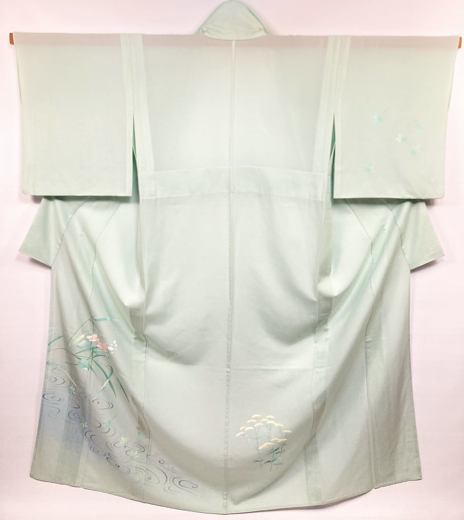 夏】型染め友禅 夏着物 絽 訪問着 正絹 ティファニーブルー パステル