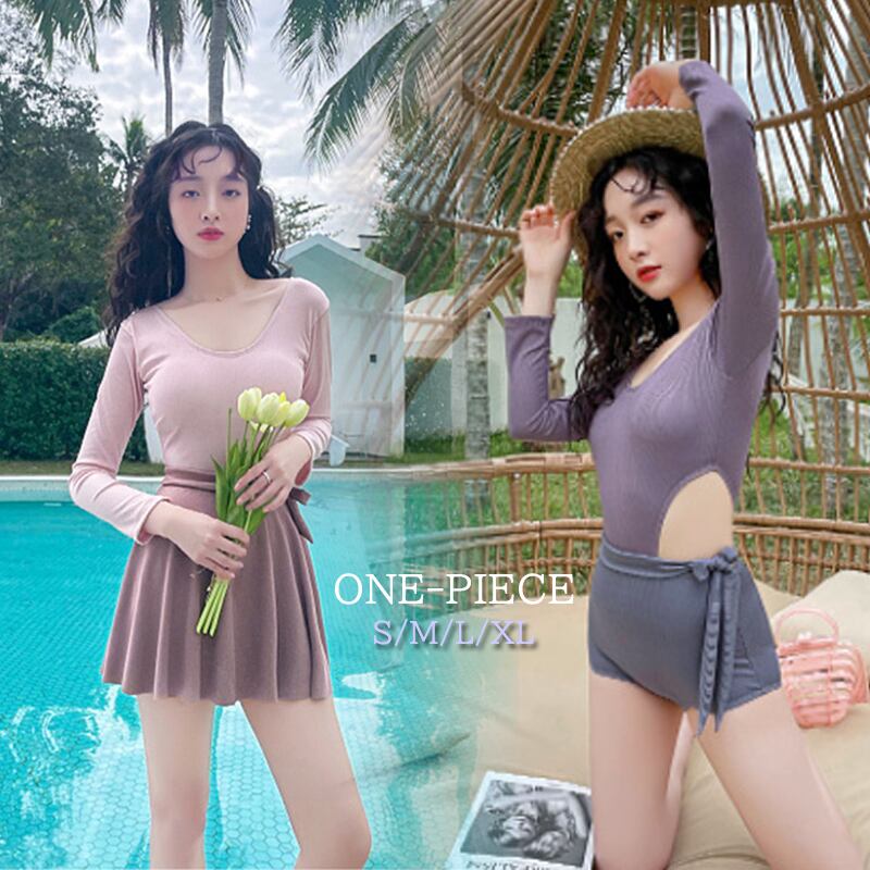 2022新作 レディース 水着 ワンピース 透け感 綺麗 体型カバー フレアスカート 背中開き シンプル