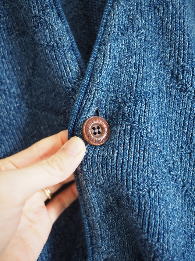 1990’s DENMARK BLUE WILLIS Indigo Cotton Knit Vest／XL
