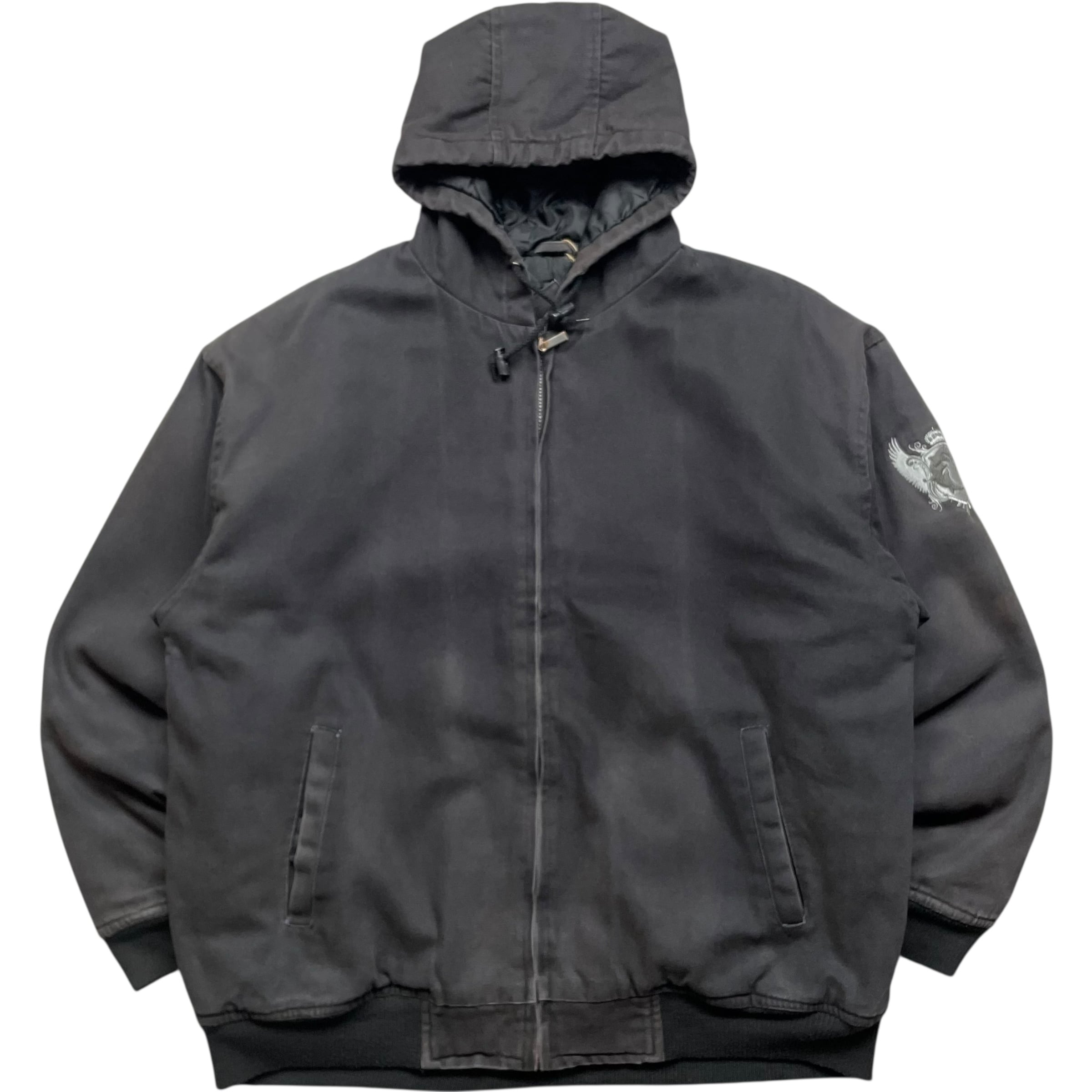 《L》WaveRiding Vehicles Japan ダックジャケット 刺繍ロゴ 袖ワンポイント 裏地キルティング ブラック no.9415