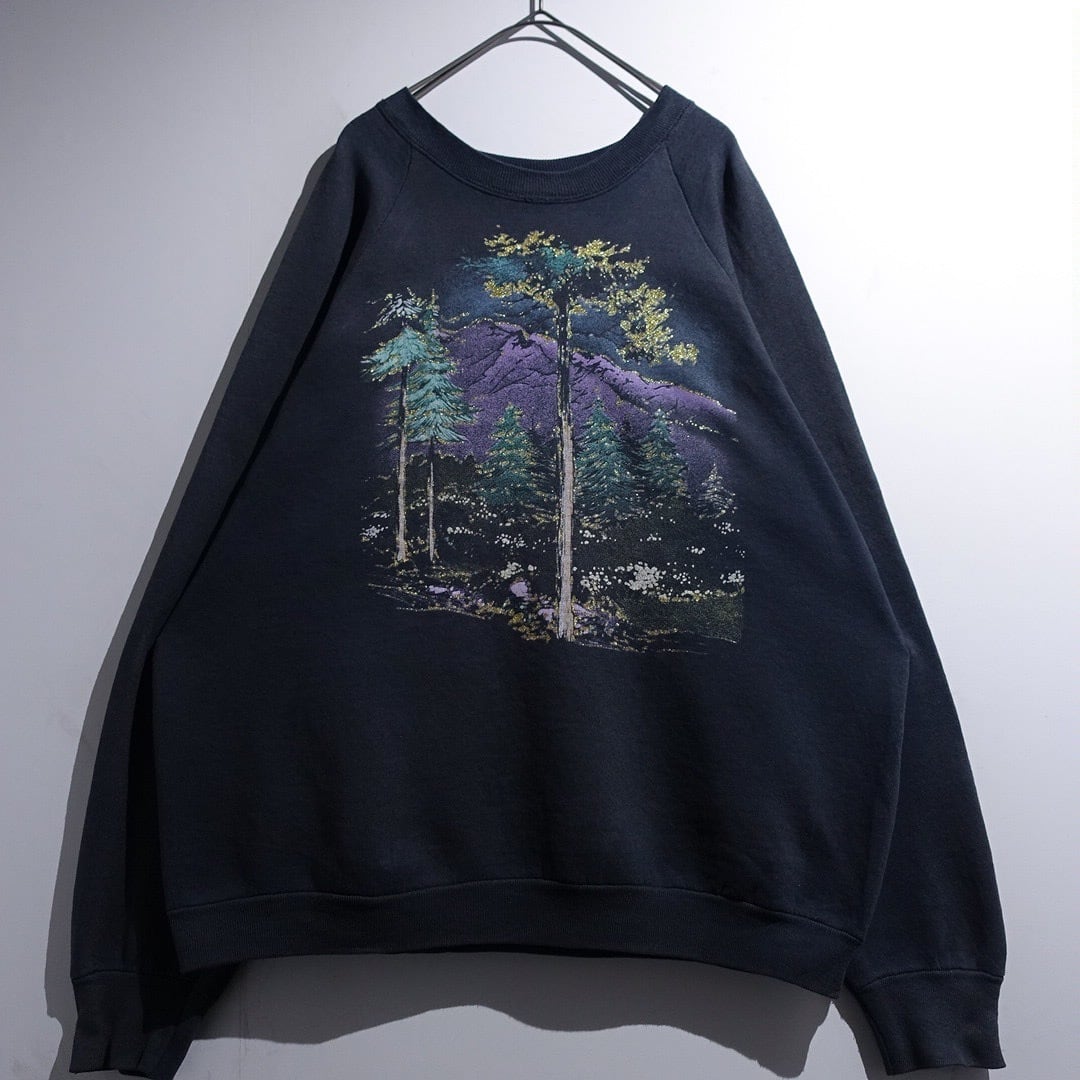 90s "FRUIT OF THE LOOM" Black Landscape Art Print Sweat