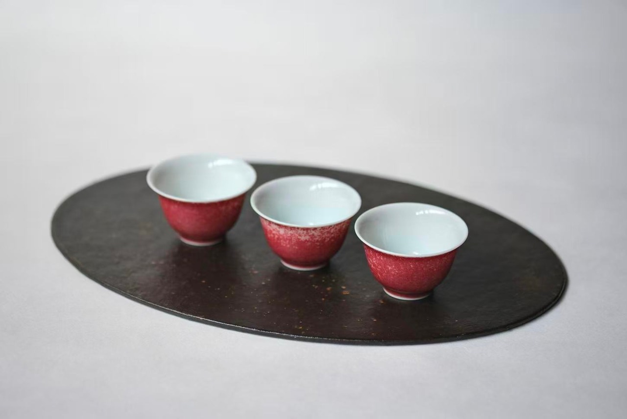 陸寿義 Lu Shouyi - 景徳鎮 紅釉杯 cup