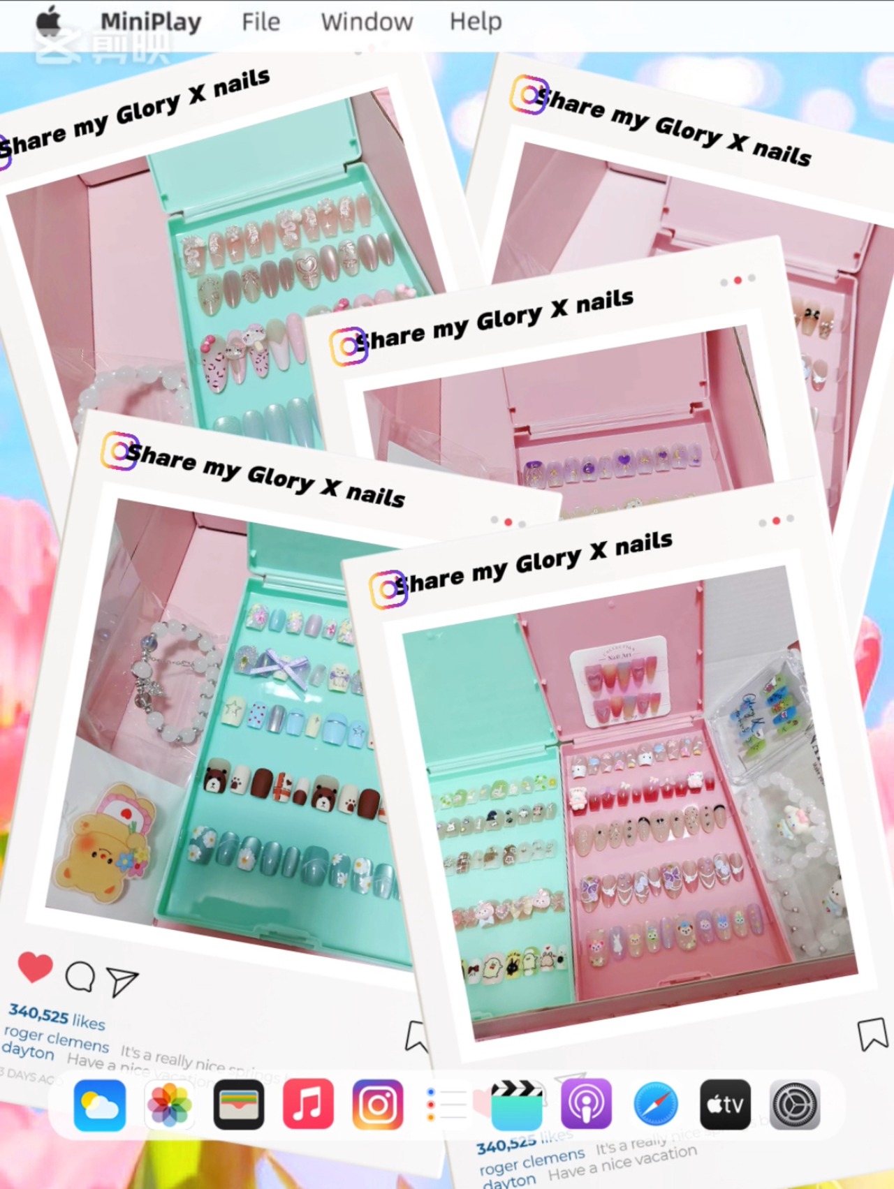 ネイルチップ５点セット　アクセサリー１点付き　収納ケース付き　ツールキット無し