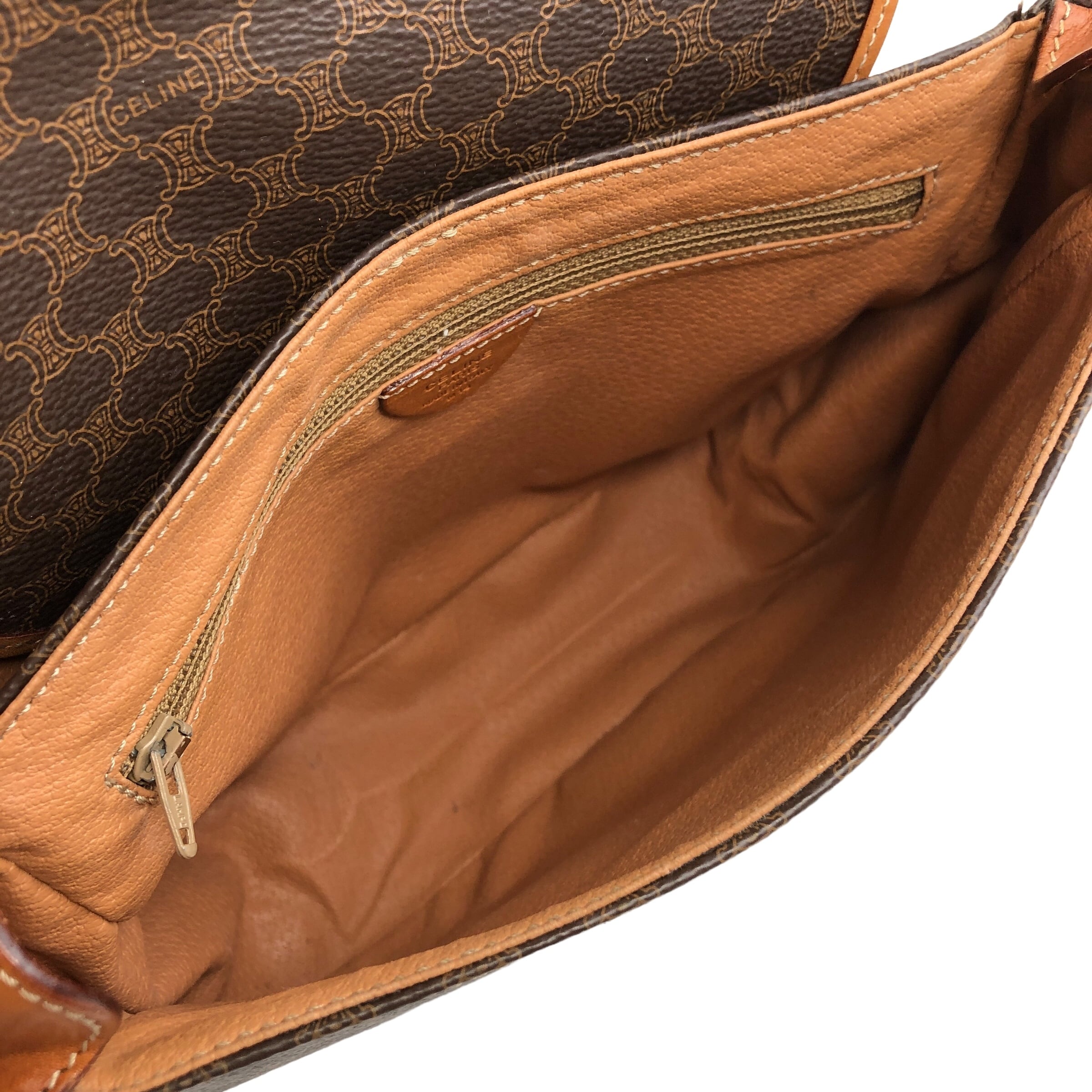 CELINE セリーヌ マカダム ショルダーバッグ フラップ ブラウン